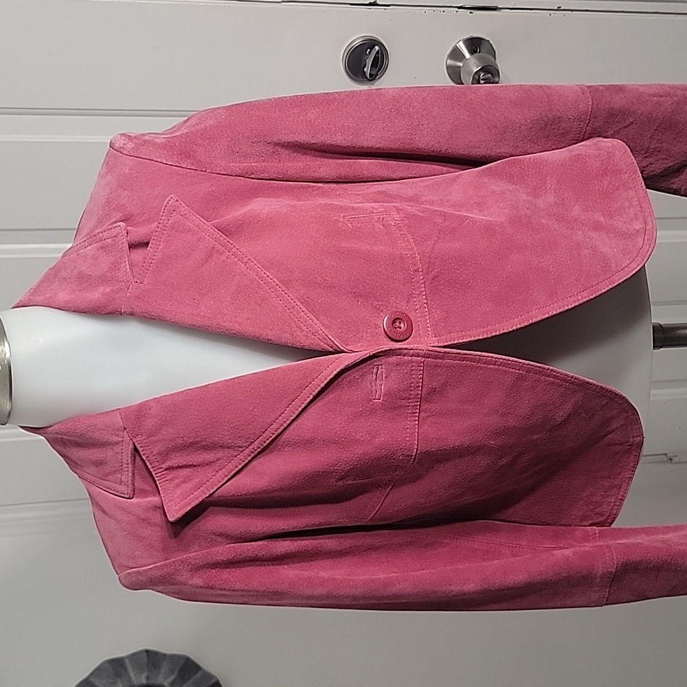 Ideology Pink Rose Leather Blazer Jacket One Button Closure  Large